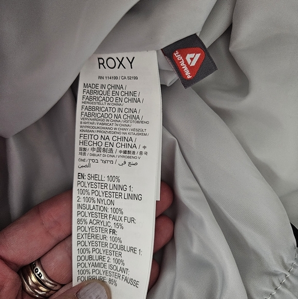 Roxy Chloe Kim Women's Large Pink Blue Pastel Marble Patterned Coat Skiing Snow - Picture 12 of 12